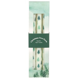 Set of 3 White Fir Tree Taper Candles