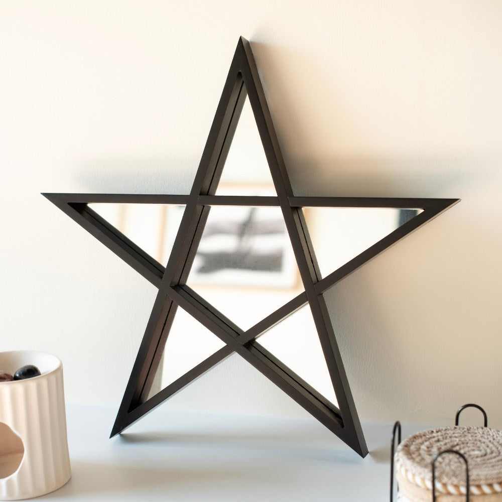 Black Framed Pentagram Mirror Shelf
