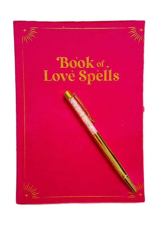 Book Of Love Spells Journal With Rose Quartz Crystal Pen