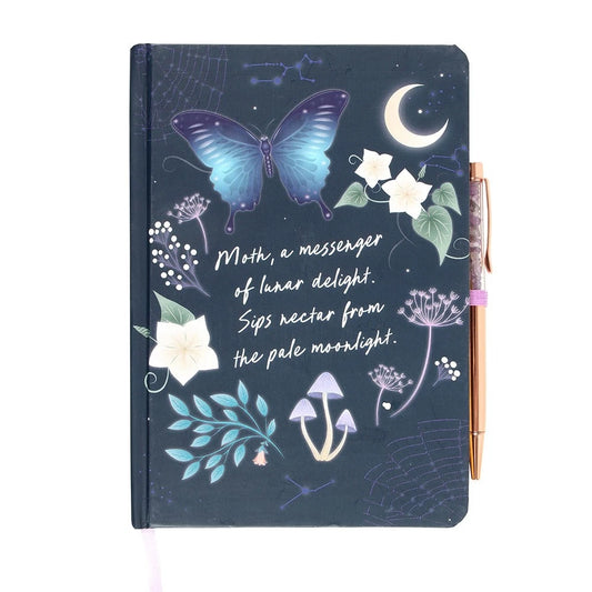 Midnight Moth Journal With Amethyst Pen